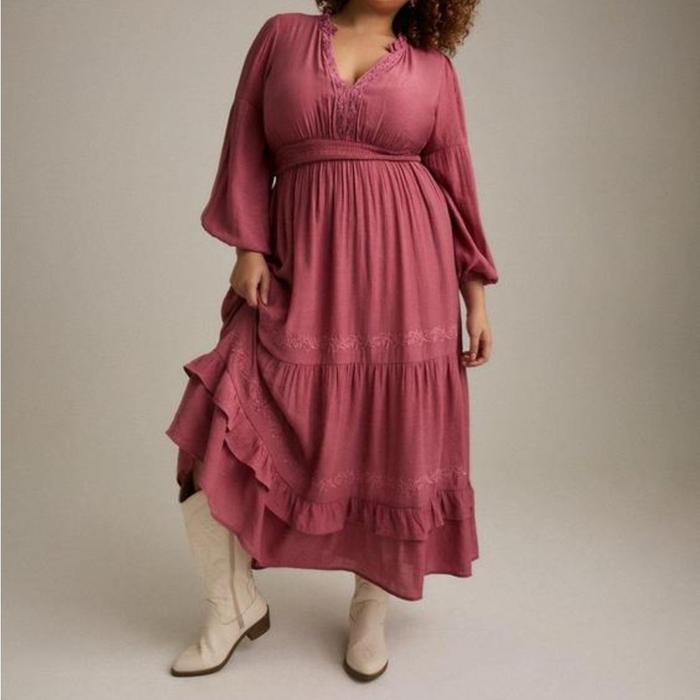 Torrid 3X Mesa Rose Long sleeve Maxi